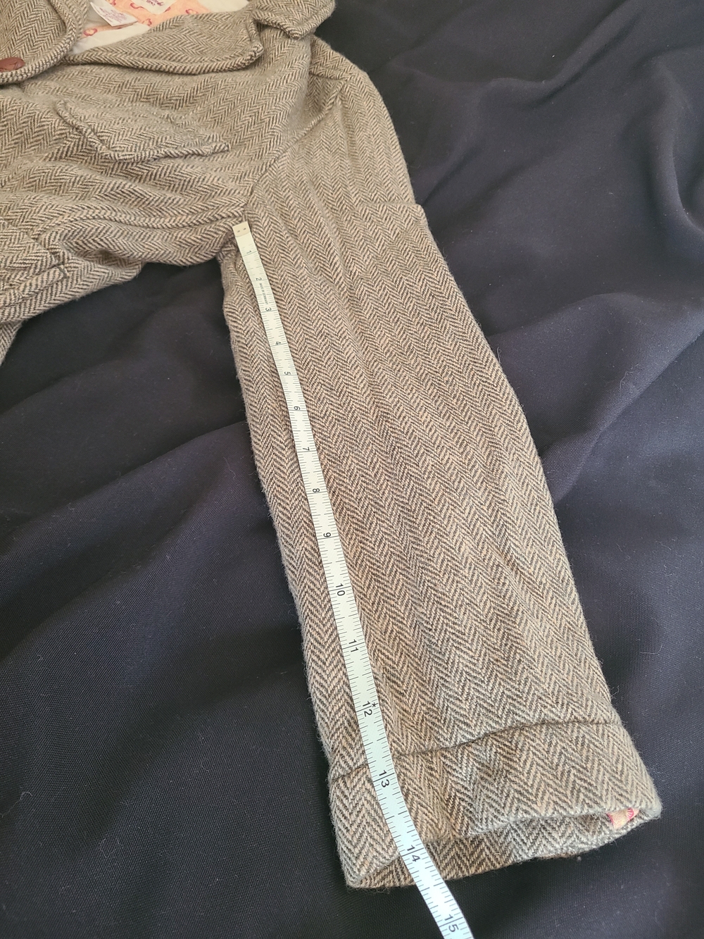 Vintage Abercrombie & Fitch Tan Herringbone Tweed Blazer with Elbow Patches M - Picture 12 of 12